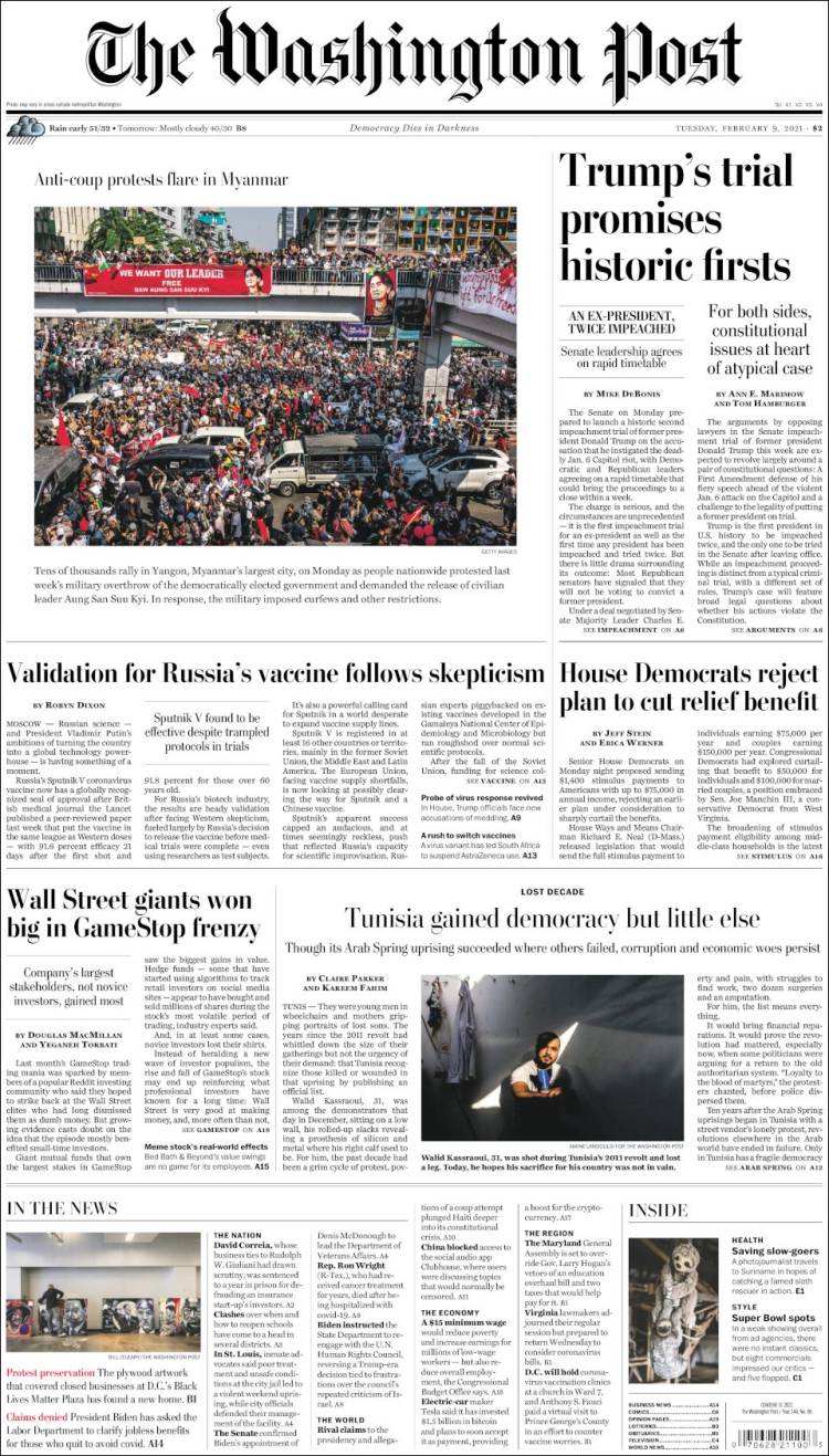 Portada de The Washington Post (États-Unis)