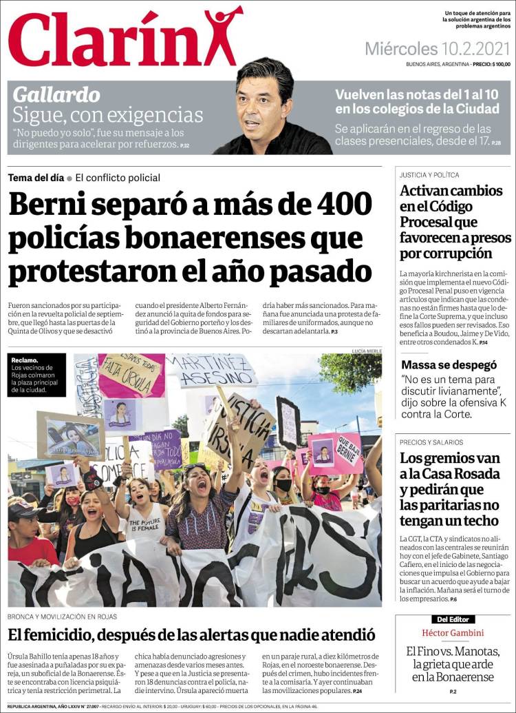Portada de Clarín (Argentina)