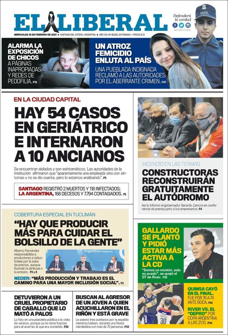 Portada de Diario El Liberal (Argentina)