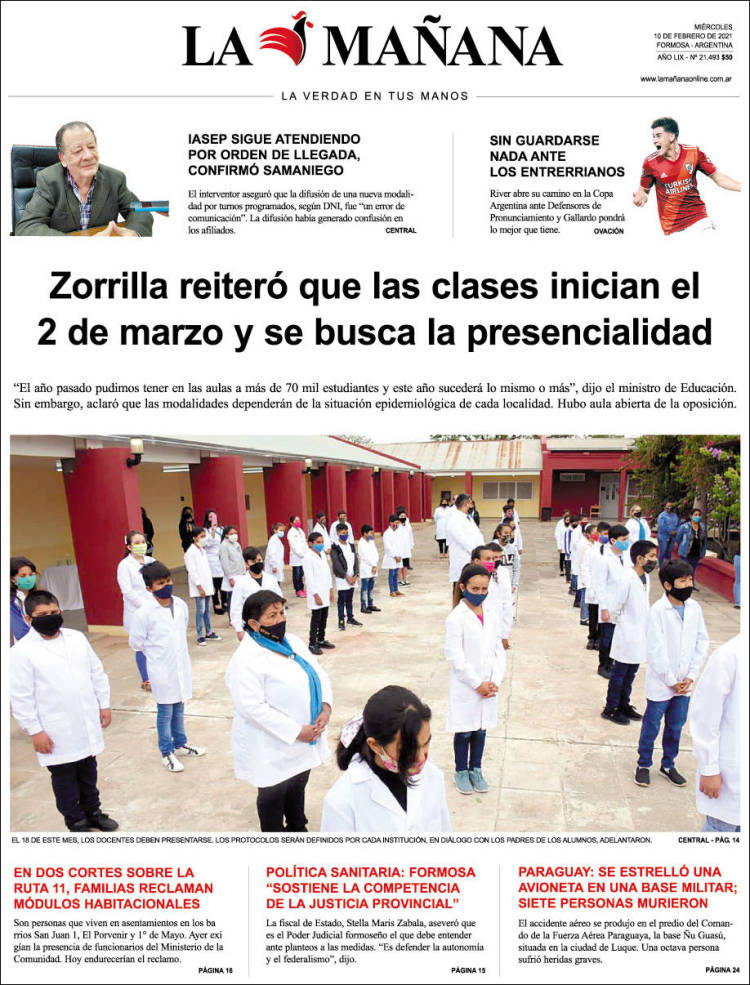 Portada de Diario La Mañana (Argentina)