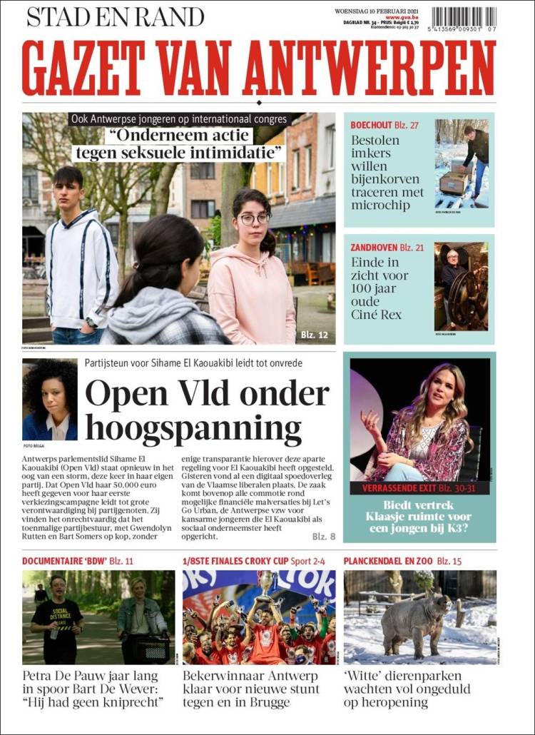 Portada de Gazet van Antwerpen (B&eacute;lgica)