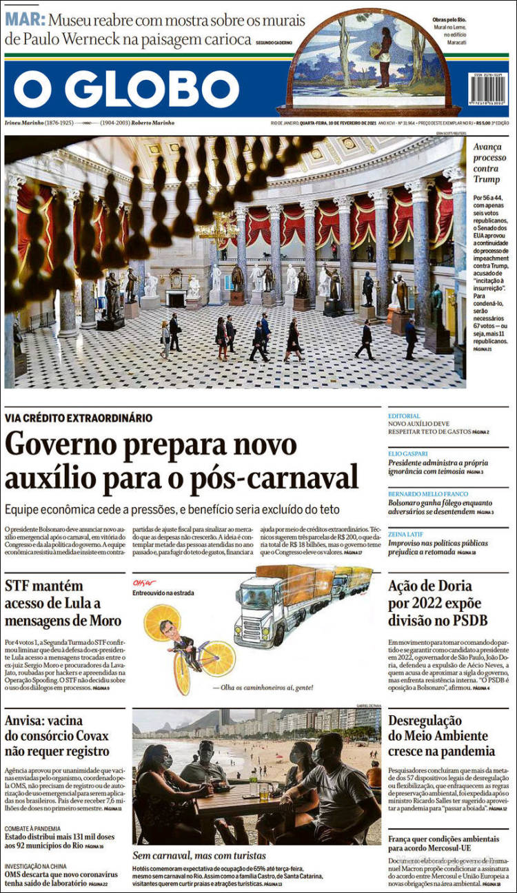 Portada de O Globo (Brasil)
