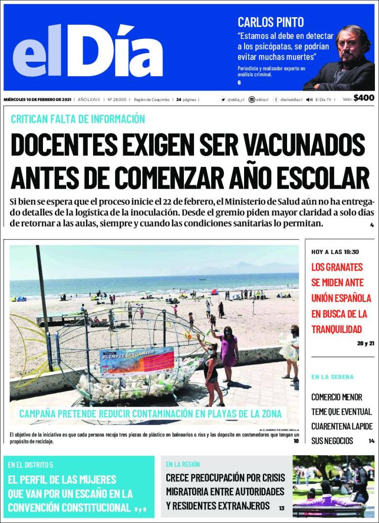 Portada de El Día (Chile)