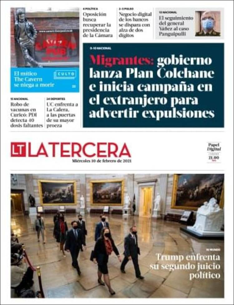 Portada de La Tercera (Chile)