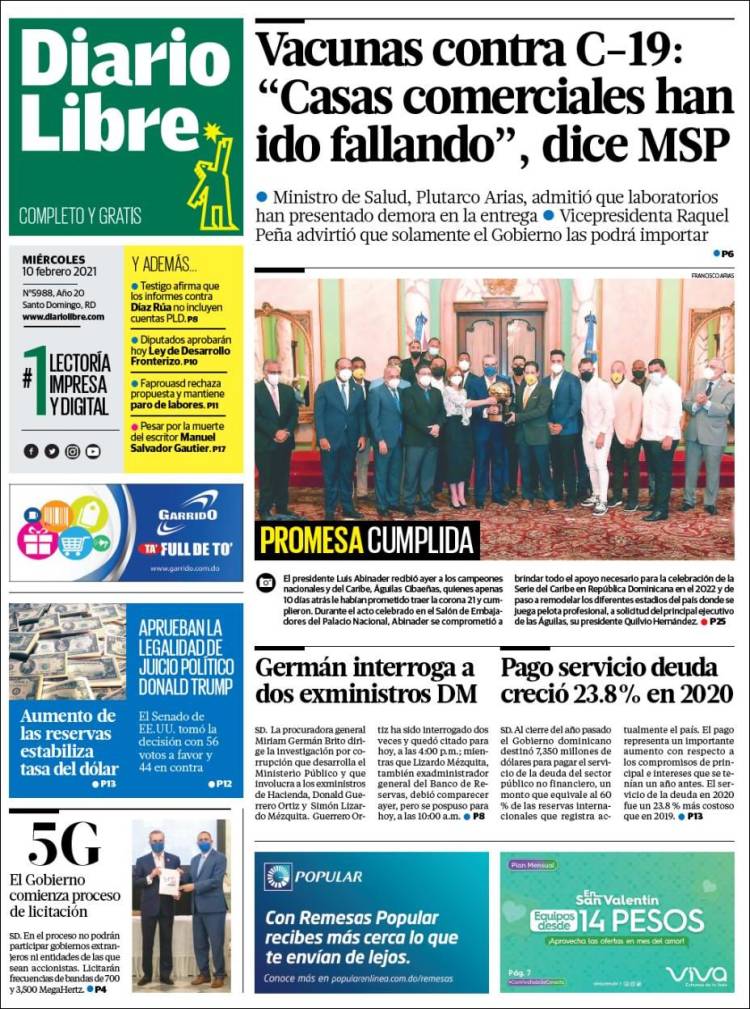 Portada de Diario Libre (R. Dominicana)