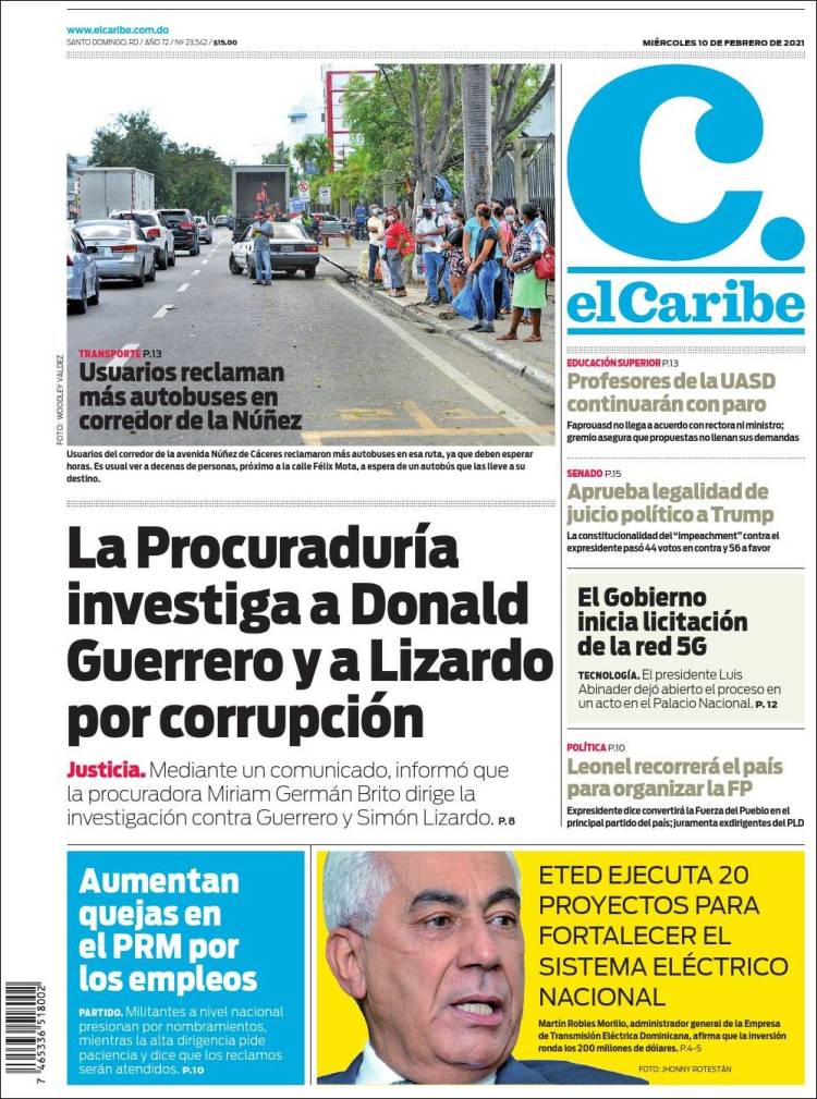 Portada de El Caribe (R. Dominicana)