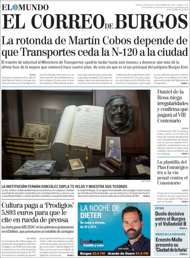 Portada de El Correo de Burgos (España)