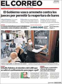 Portada de El Correo - Guipuzcoa (España)