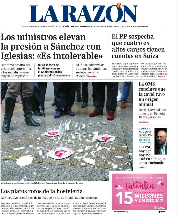 Portada de La Razón (España)