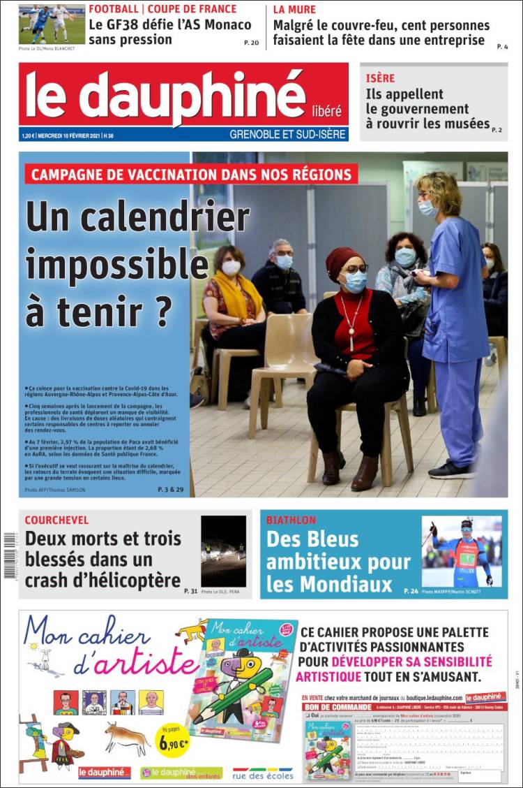 Portada de Le Dauphiné Libéré (France)