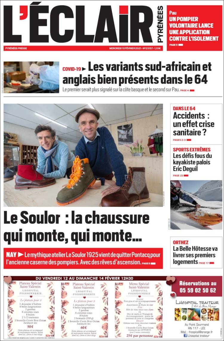 Portada de L'Eclair des Pyrénées (France)