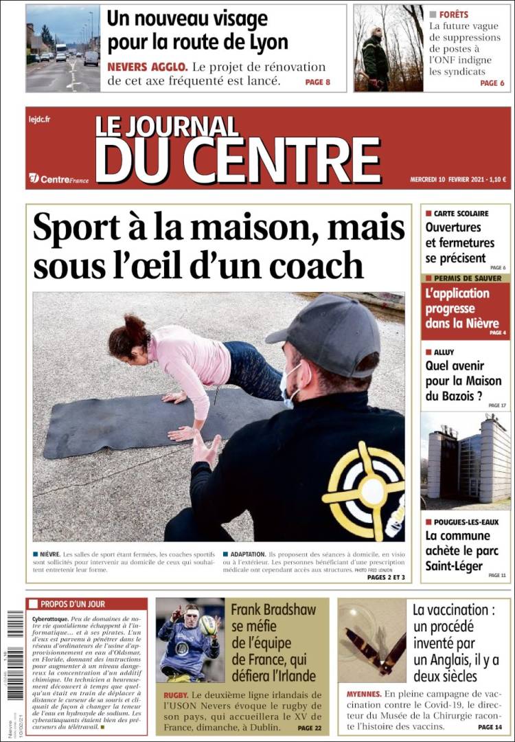 Portada de Le Journal du Centre (Francia)