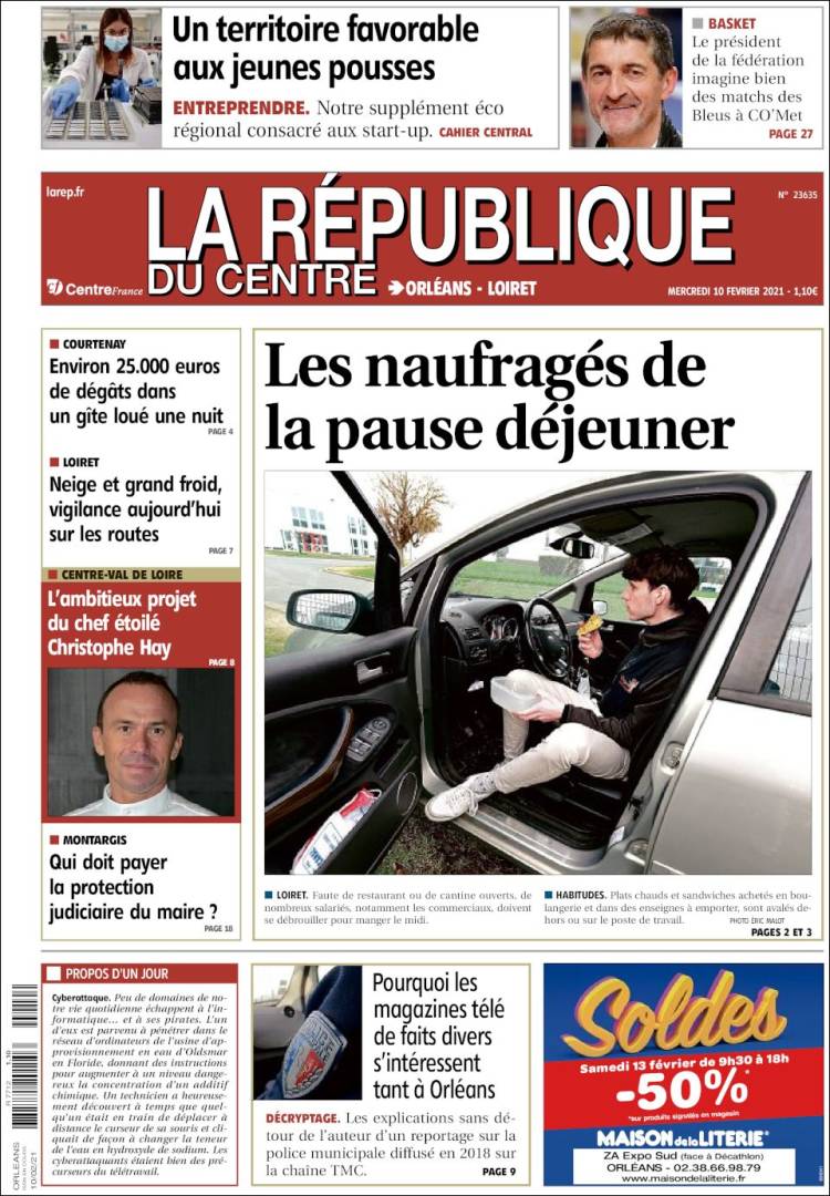 Portada de La République du Centre (Francia)