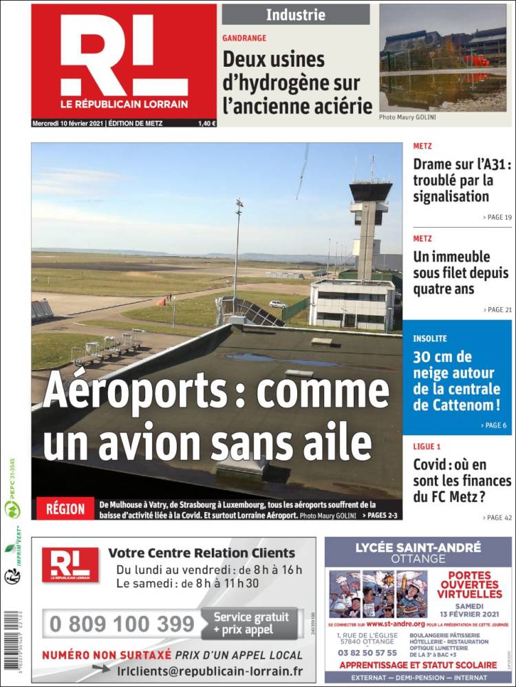 Portada de Le Republicain Lorrain (France)