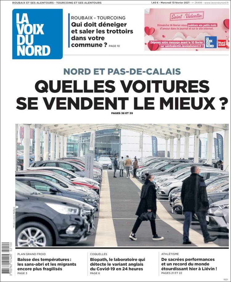 Portada de La Voix du Nord (Francia)