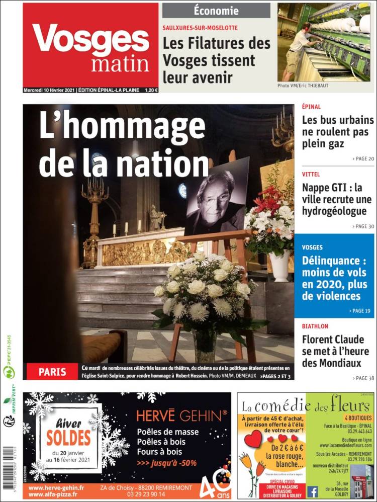 Portada de Vosges Matin (France)