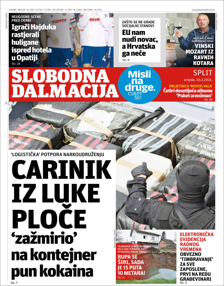 Portada de Slobodna Dalmacija (Croacia)