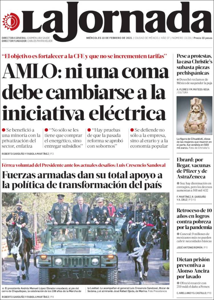 Portada de La Jornada (México)