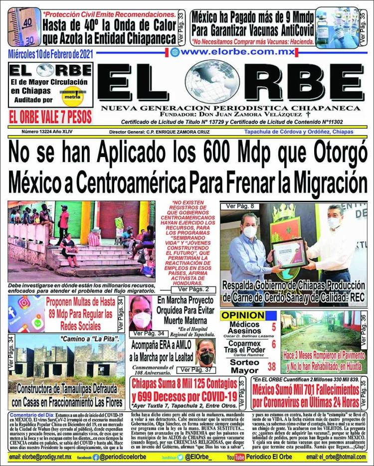 Portada de El Orbe (México)