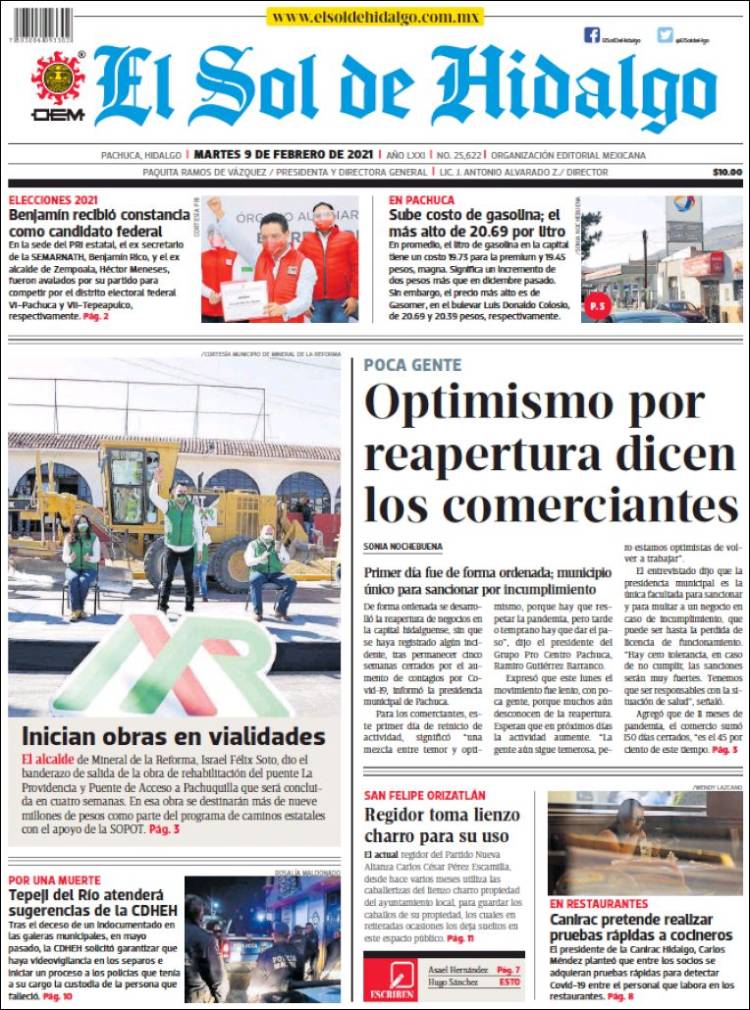 Portada de El Sol de Hidalgo (México)
