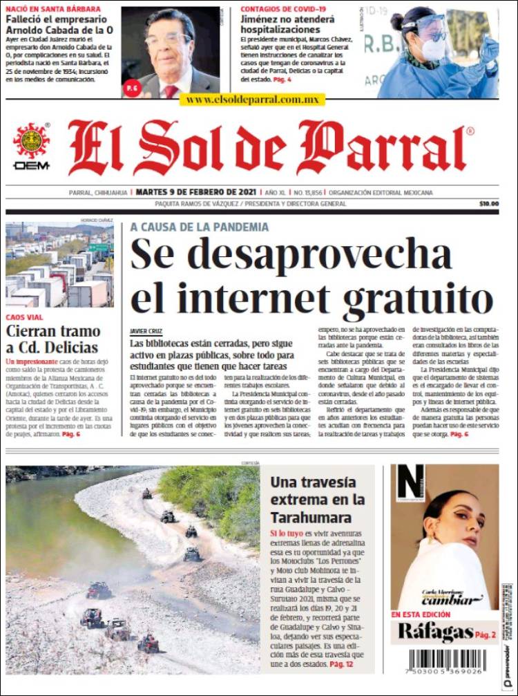 Portada de El Sol de Parral (México)