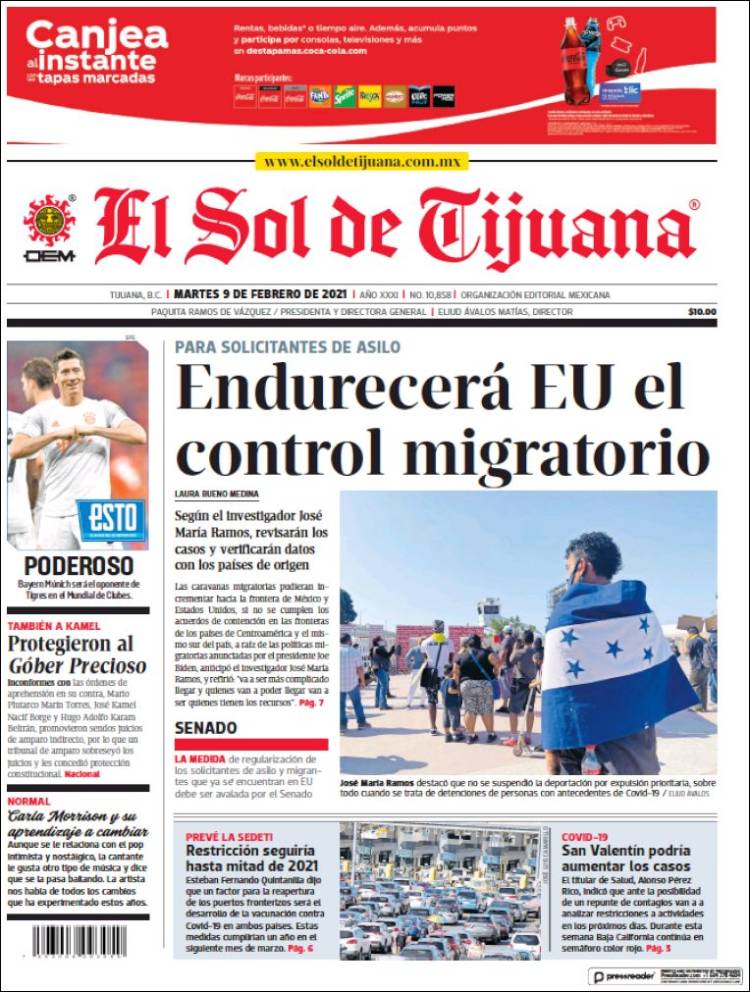 Portada de El Sol de Tijuana (México)
