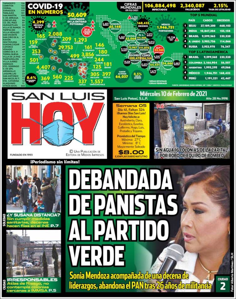Portada de San Luis Hoy (M&eacute;xico)