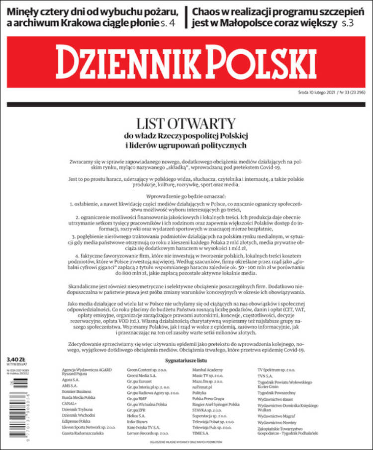 Portada de Dziennik (Polonia)