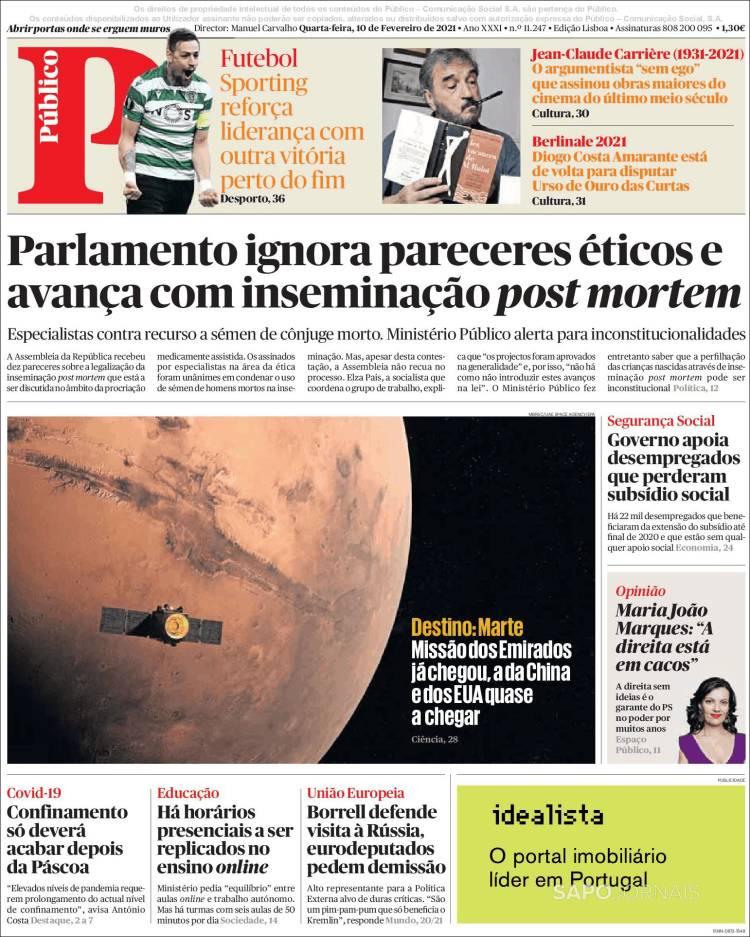 Portada de Público (Portugal)