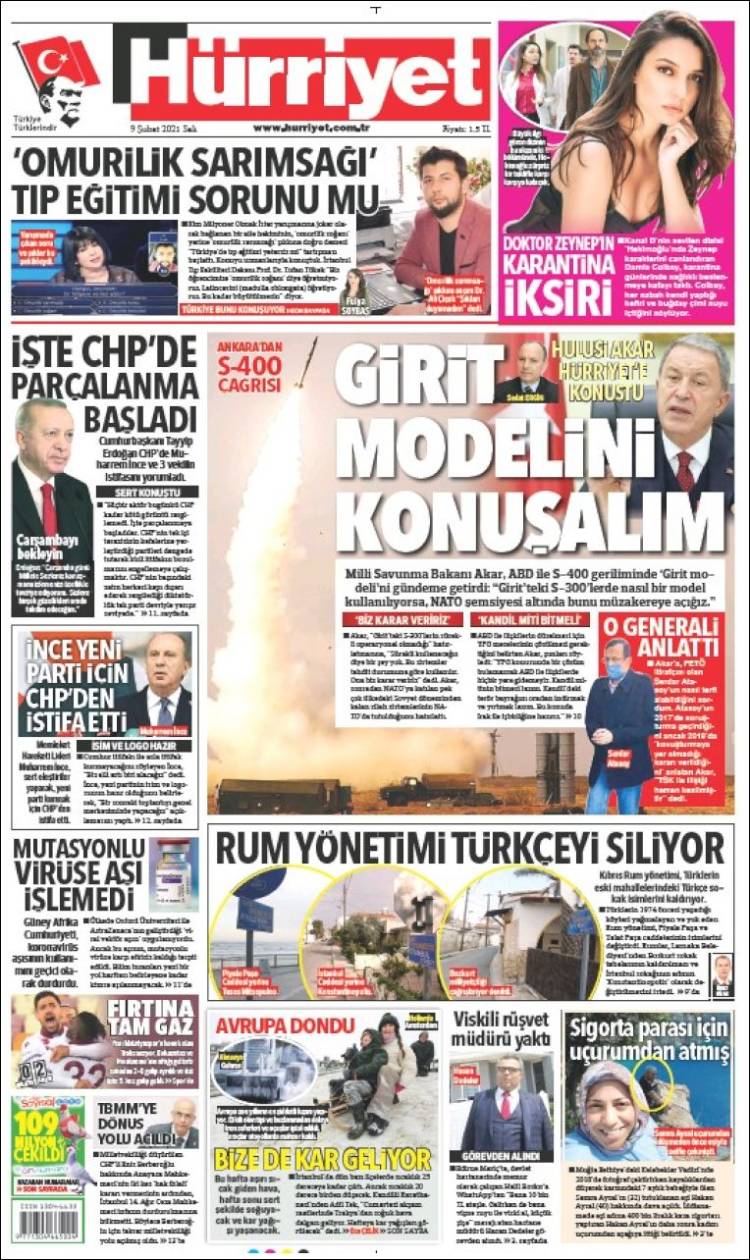 Portada de Hürriyet (Turqu&iacute;a)