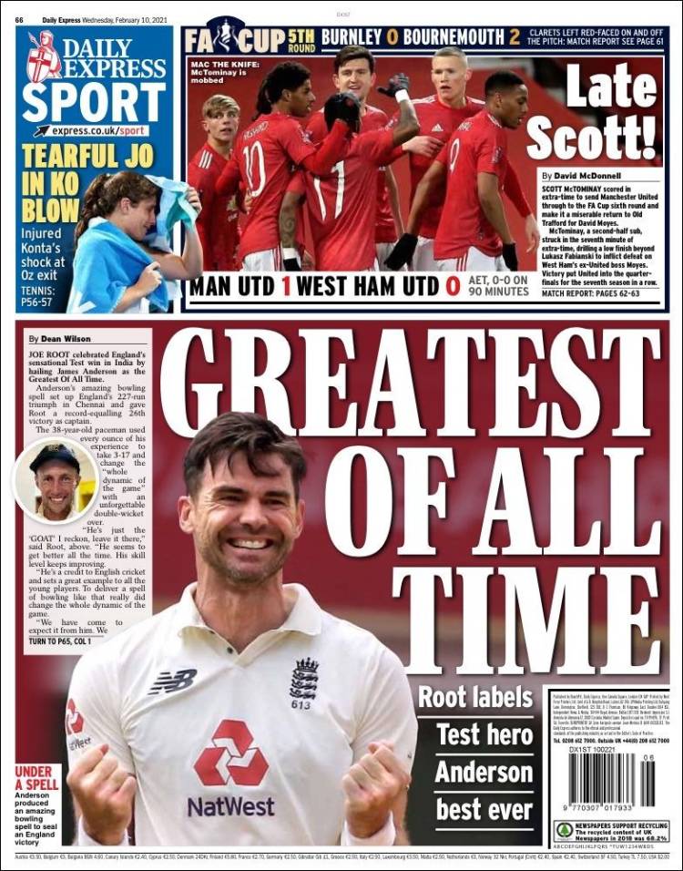 Portada de Express Sport (Reino Unido)