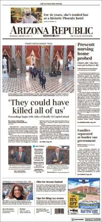 Portada de Arizona Republic News (USA)