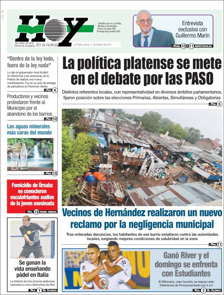 Portada de Diario Hoy (Argentina)