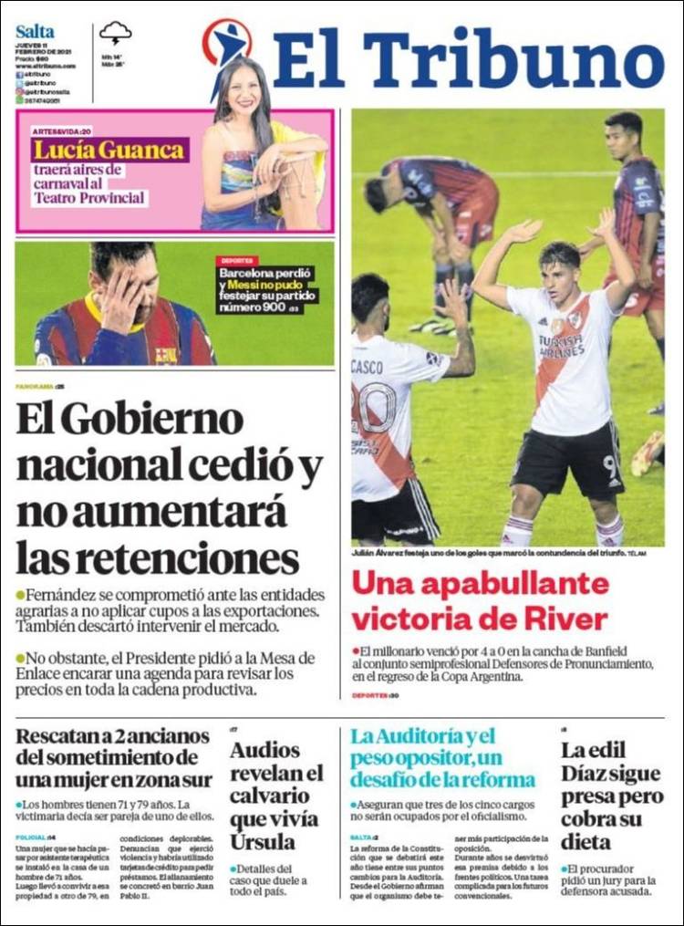 Portada de El Tribuno - Salta (Argentina)