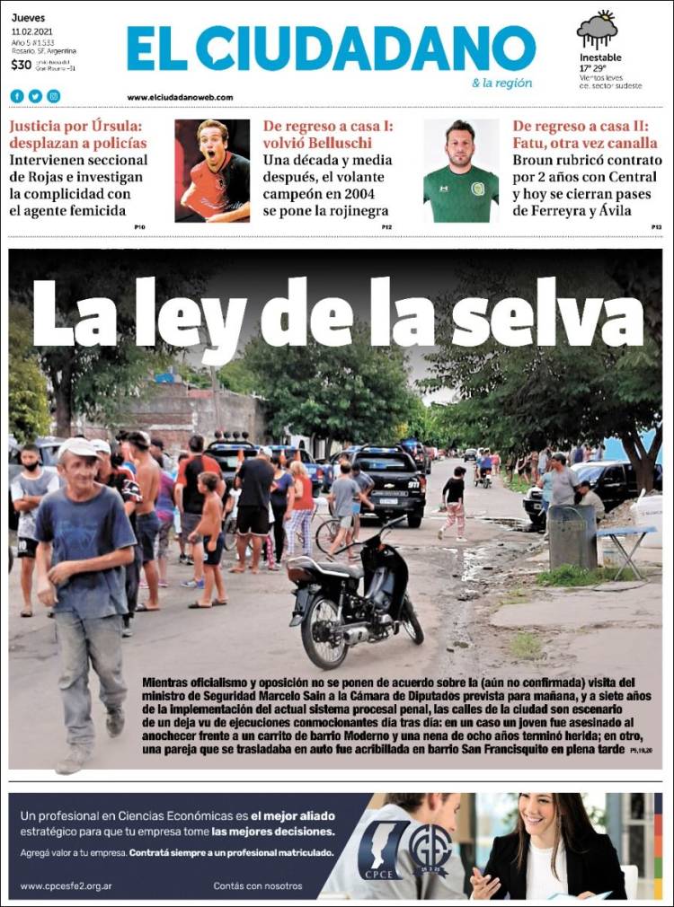 Portada de Diario El Ciudadano (Argentina)