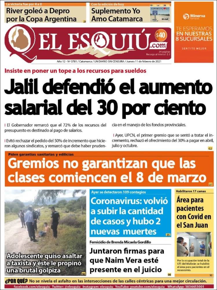 Portada de El Esquiu (Argentina)