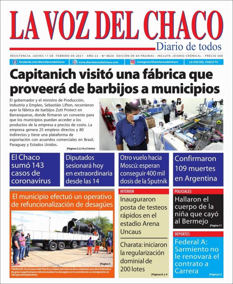 Portada de La Voz del Chaco (Argentina)
