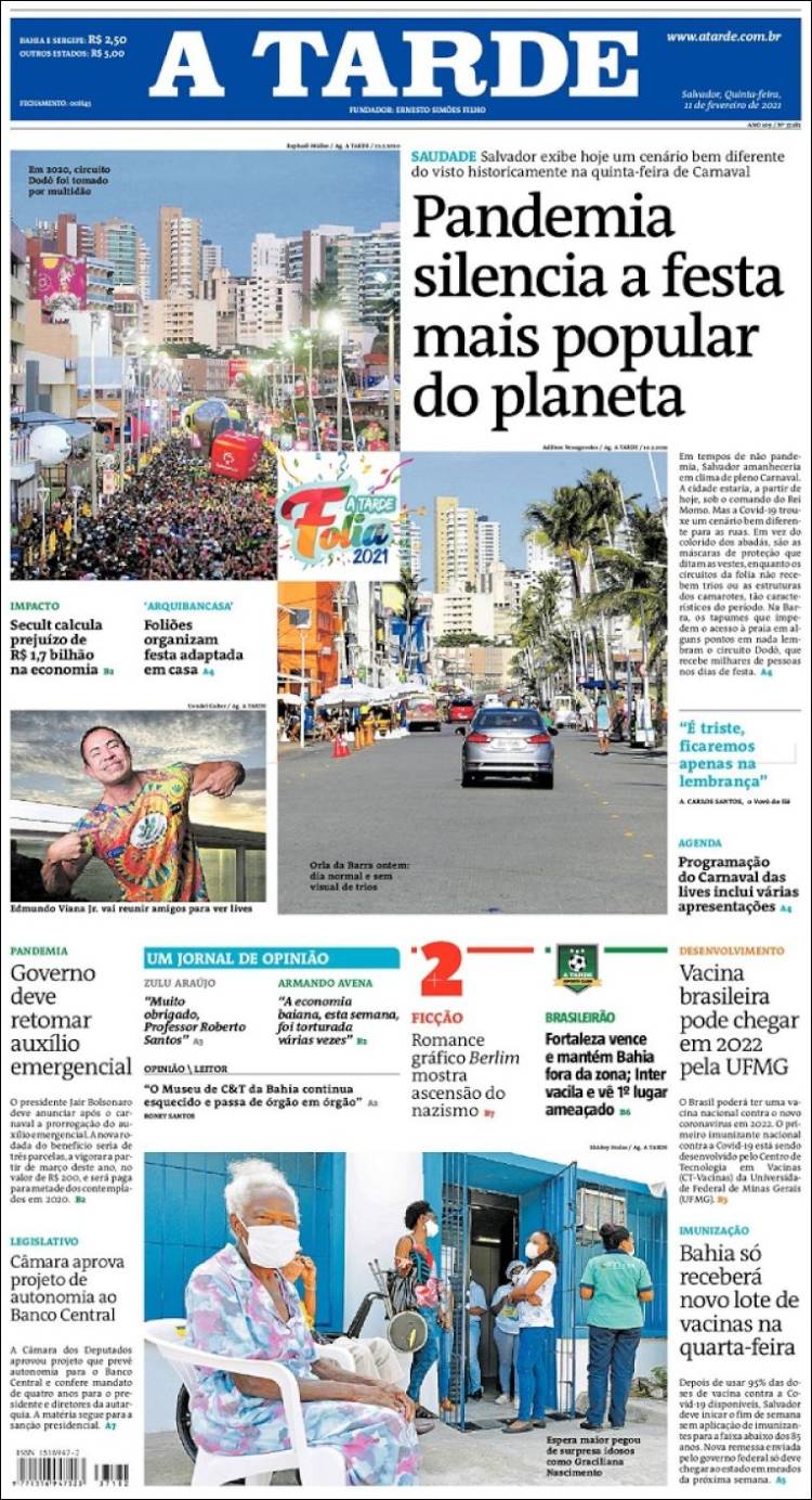 Portada de Diário A Tarde (Brasil)