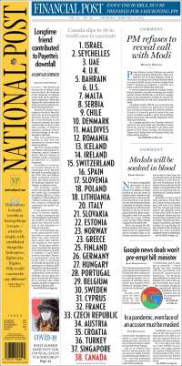 Portada de The National Post (Canadá)