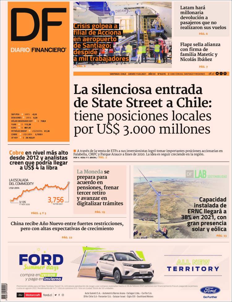 Portada de Diario Financiero (Chile)