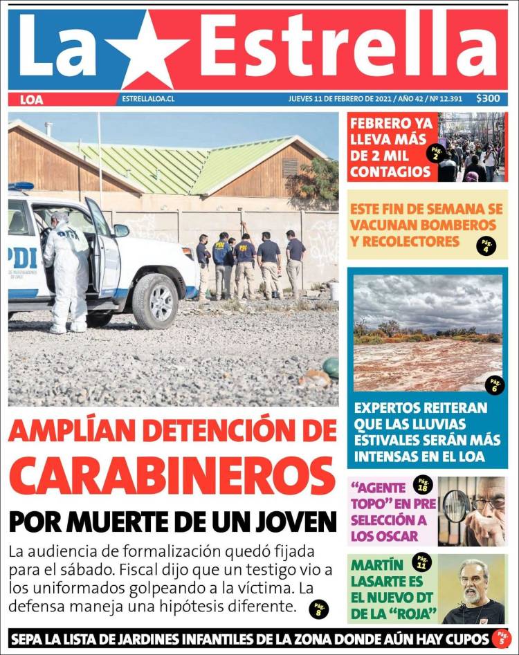 Portada de La Estrella de Loa (Chile)