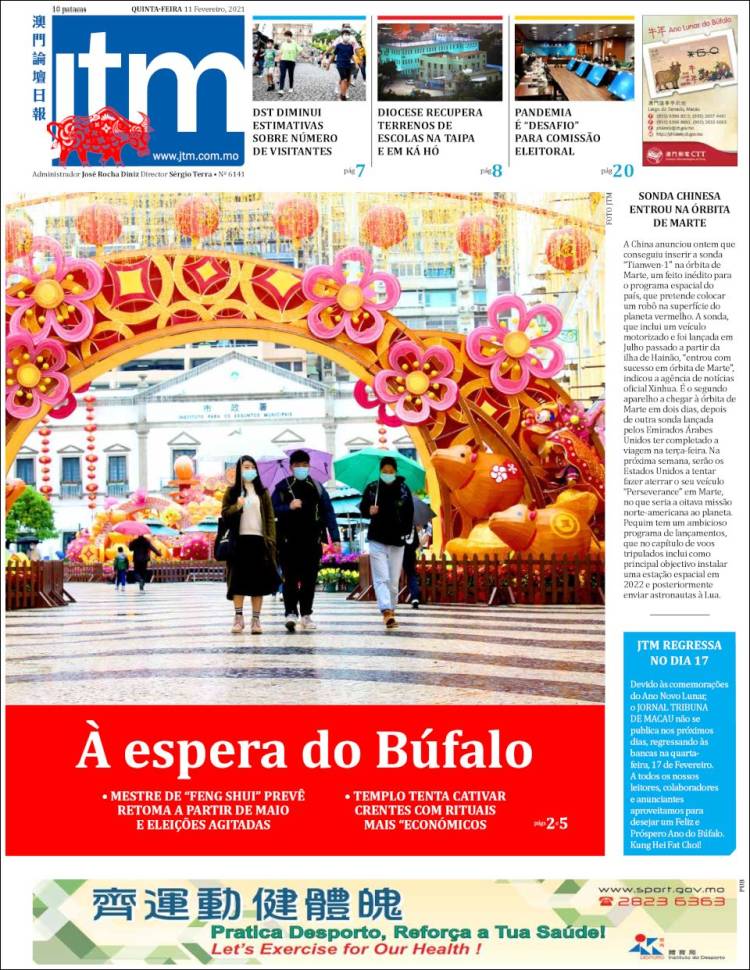 Portada de Jornal Tribuna de Macau (China)