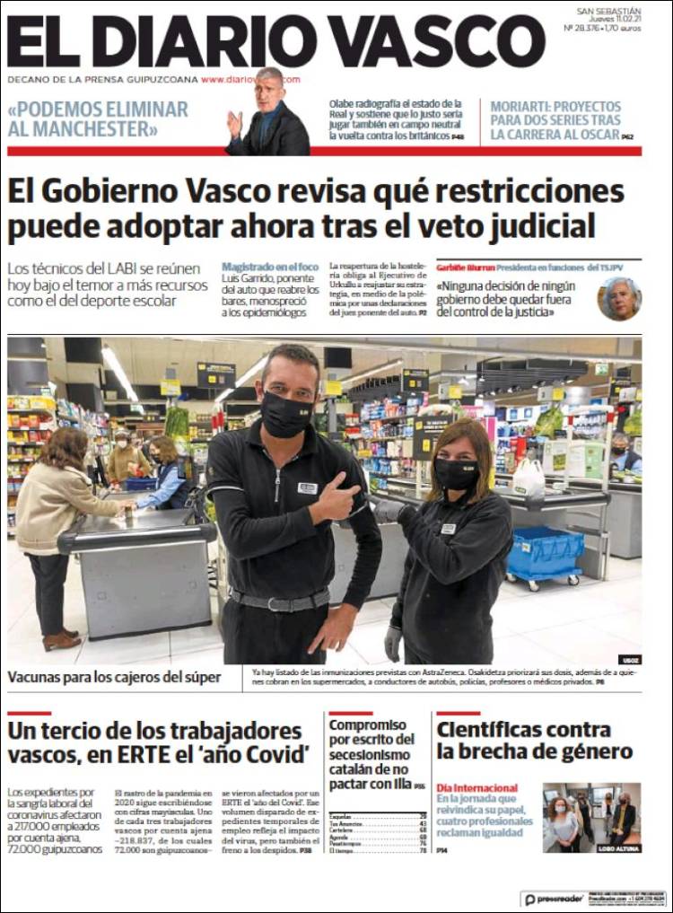 Portada de Diario Vasco (España)