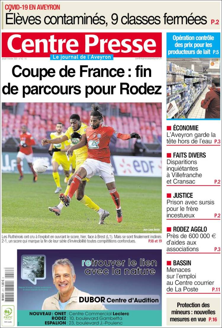 Portada de Centre Presse (Francia)