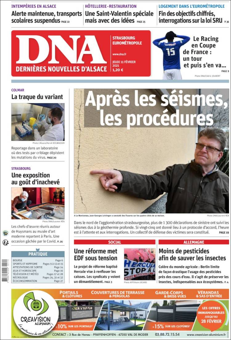 Portada de Les Dernières Nouvelles d'Alsace (Francia)