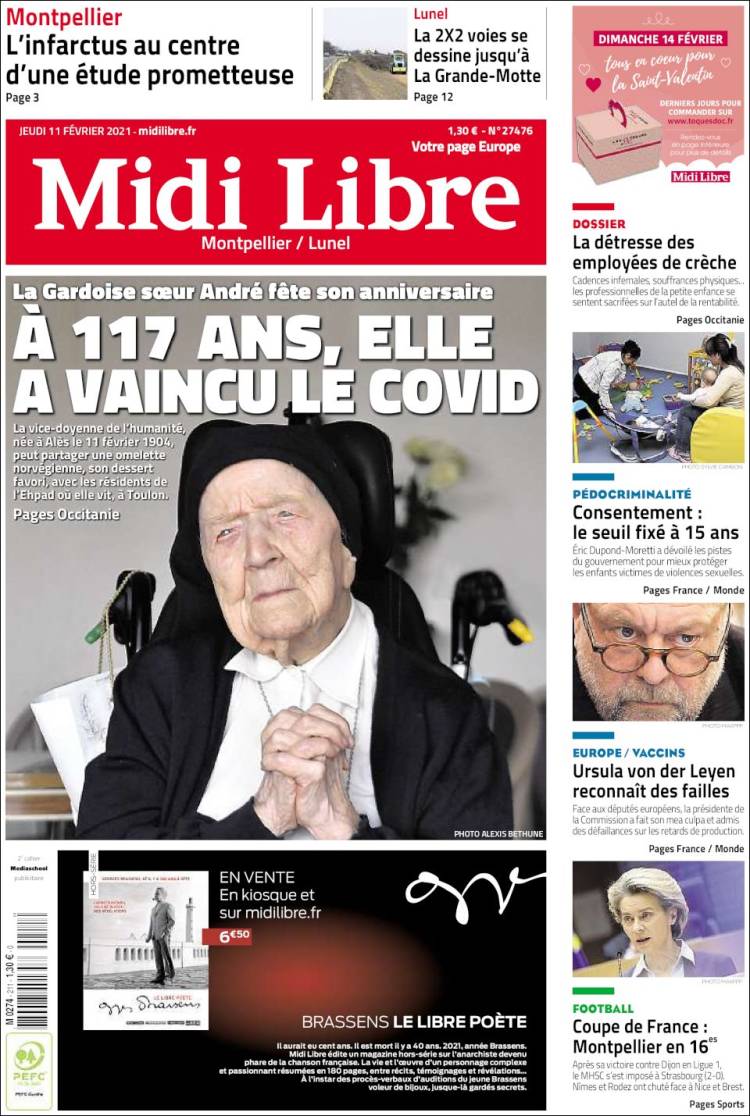 Portada de Midi Libre (Francia)