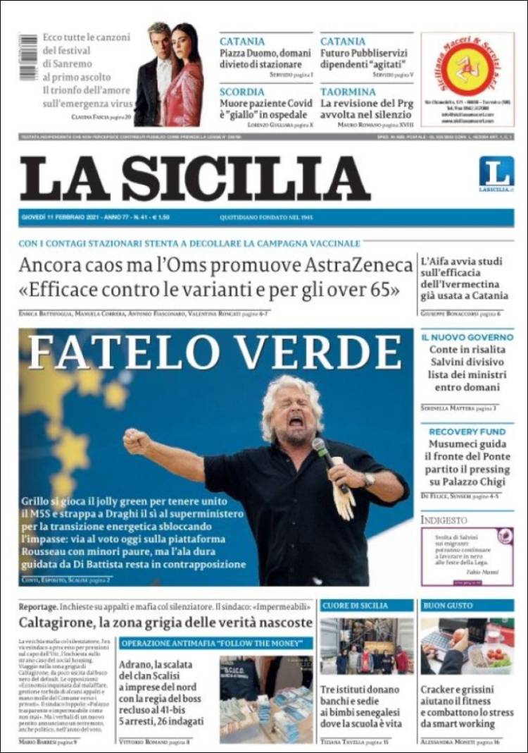 Portada de La Sicilia (Italia)