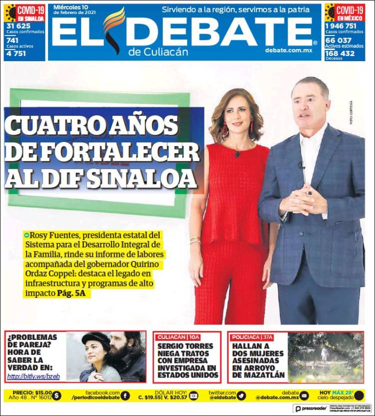Portada de El Debate de Culiacán (México)