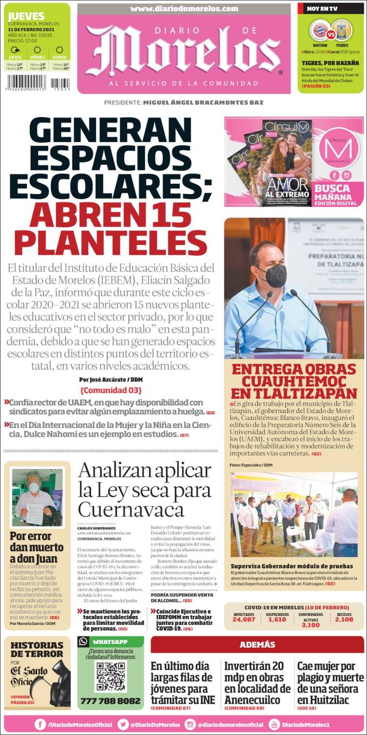 Portada de Diario de Morelos (México)