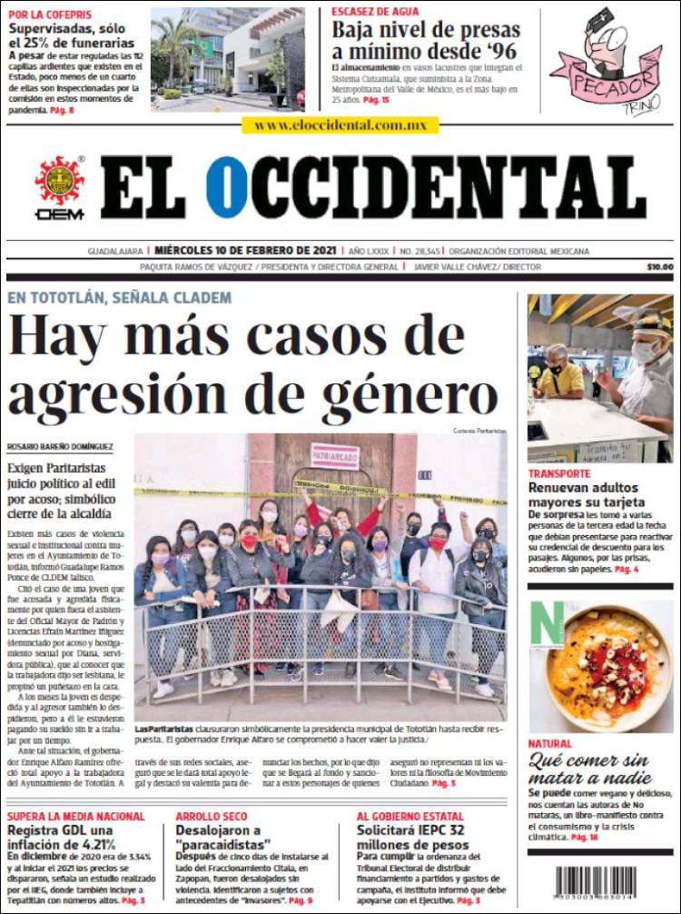 Portada de El Occidental (México)
